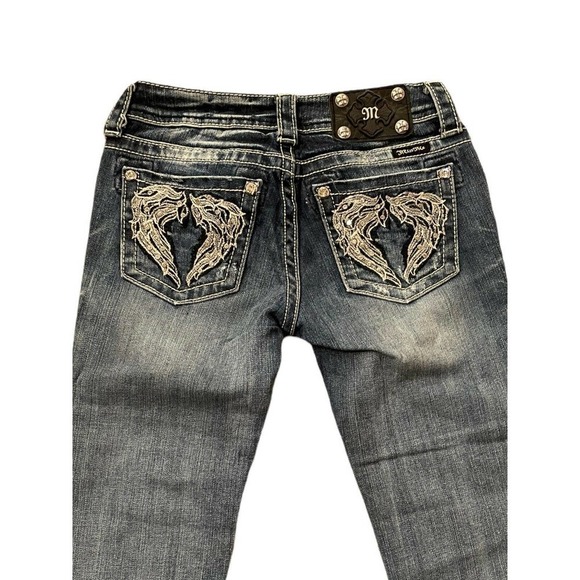 MISS ME Angel Wings Capri Jeans Embellished Size 26 JE5436P3 Western Cropped - Picture 1 of 9